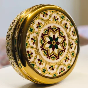 Meenakari Gold and White Box 6 Inch Meenakari Gold and White Box 6 Inch
