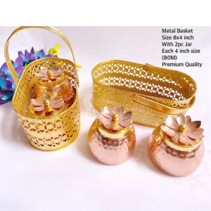 Metal Basket with 2 Electroplated Jars Metal Basket with 2 Electroplated Jars