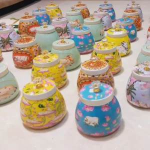 Mixed Prints Pichwai Jar Mixed Prints Pichwai Jar