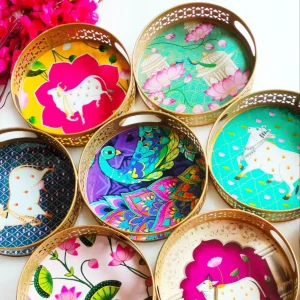 Mixed Prints Pichwai Tray Mixed Prints Pichwai Tray