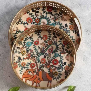 Nature Pichwai Round Tray Nature Pichwai Round Tray