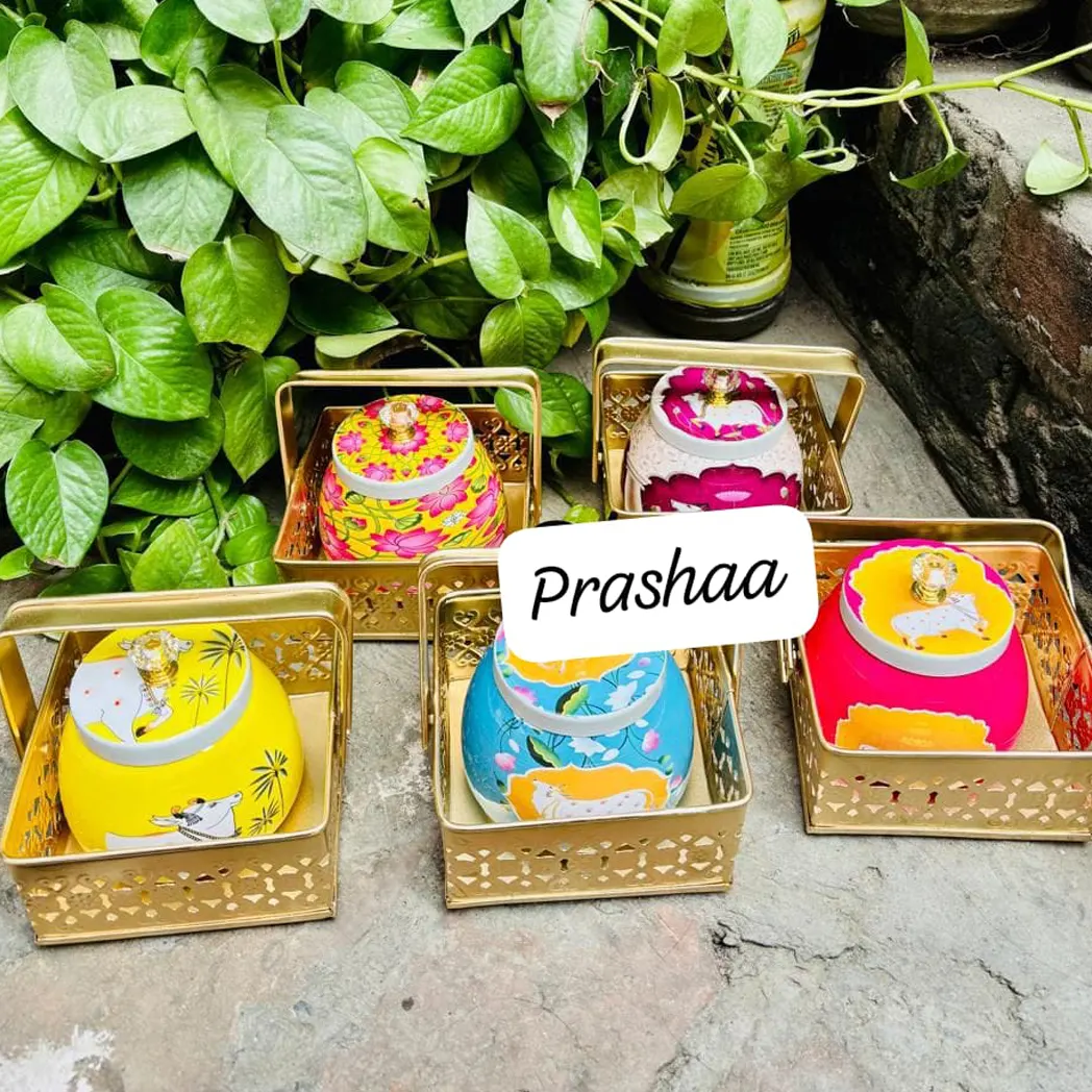 New Launch Basket with Jar for Pichwai Gift Hampers New Launch Basket with Jar for Pichwai Gift Hampers