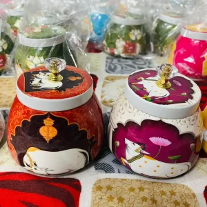 Orange and Pink Pichwai Jar Mixed Prints Orange and Pink Pichwai Jar Mixed Prints