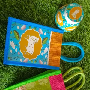 Matching Pichwai Jute bag+ Pichwai Jar combo Matching Pichwai Jute bag+ Pichwai Jar combo