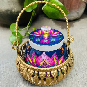 Pichwai Jar and Metal Basket Combo Pichwai Jar and Metal Basket Combo