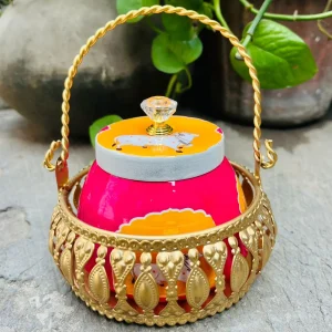 Pichwai Jar and Metal Basket Combo Pichwai Jar and Metal Basket Combo