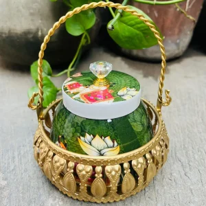 Pichwai Jar and Metal Basket combo Pichwai Jar and Metal Basket combo