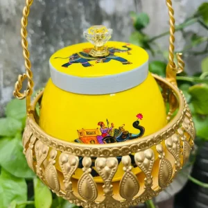 Pichwai jar and Metal basket combo Pichwai jar and Metal basket combo