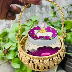 Purple Pichwai Jar and Metal Basket Combo Purple Pichwai Jar and Metal Basket Combo