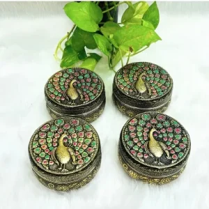 Peacock Meenakari Steel Dabba Peacock Meenakari Steel Dabba