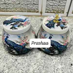 Peacock Pichwai Jar Peacock Pichwai Jar