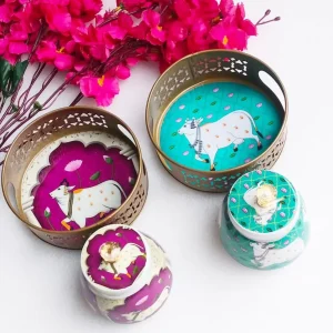Pichwai Combo Tray with jar Pichwai Combo Tray with jar