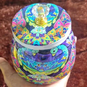 Pichwai Jars with Colourful Peacock Design Pichwai Jars with Colourful Peacock Design