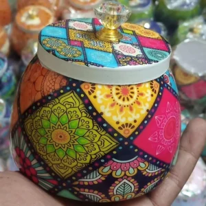 Pichwai Jars with Mixed Floral Design Pichwai Jars with Mixed Floral Design