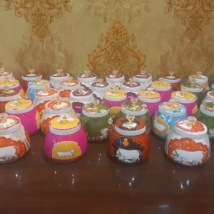 Pichwai Jars with mixed prints Pichwai Jars with mixed prints