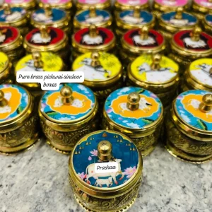 Pure Brass Pichwai Sindoor Boxes Pure Brass Pichwai Sindoor Boxes