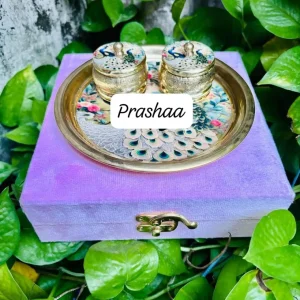 Purple Brass Plate Combo Box with including two Sindoor Boxes Purple Brass Plate Combo Box with including two Sindoor Boxes