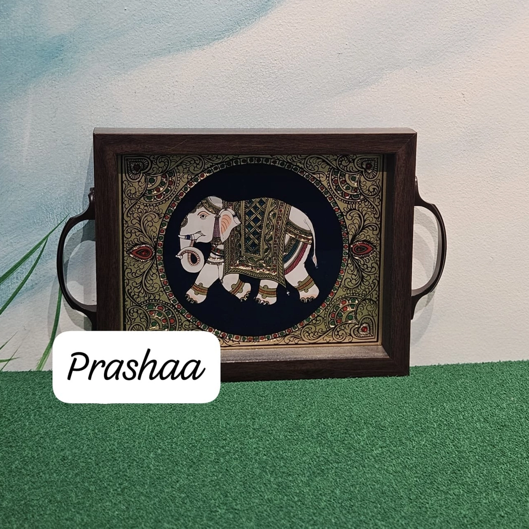Reverse Glass Acrylic trays - Navy Blue Elephant Reverse Glass Acrylic trays - Navy Blue Elephant