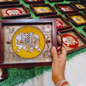 Reverse Glass Acrylic trays - Yellow Elephant Reverse Glass Acrylic trays - Yellow Elephant