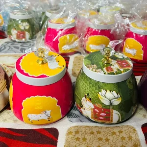 Rose and Green Pichwai Jars Mixed Prints Rose and Green Pichwai Jars Mixed Prints