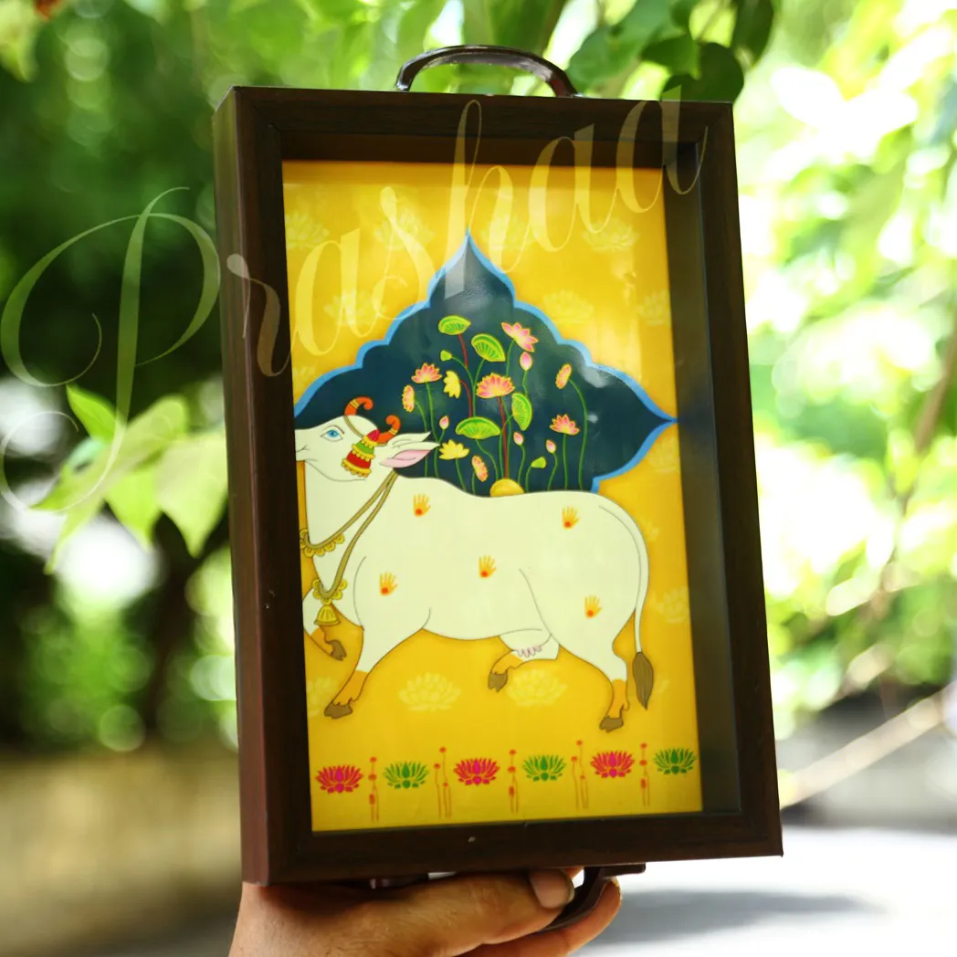 Sacred Cow Thamboolam Trays with Handles Sacred Cow Thamboolam Trays with Handles