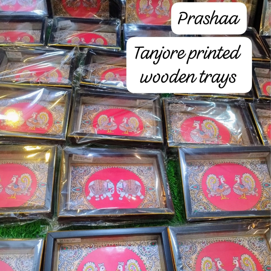 Tanjore Printed Wooden Thamboolam Trays Tanjore Printed Wooden Thamboolam Trays