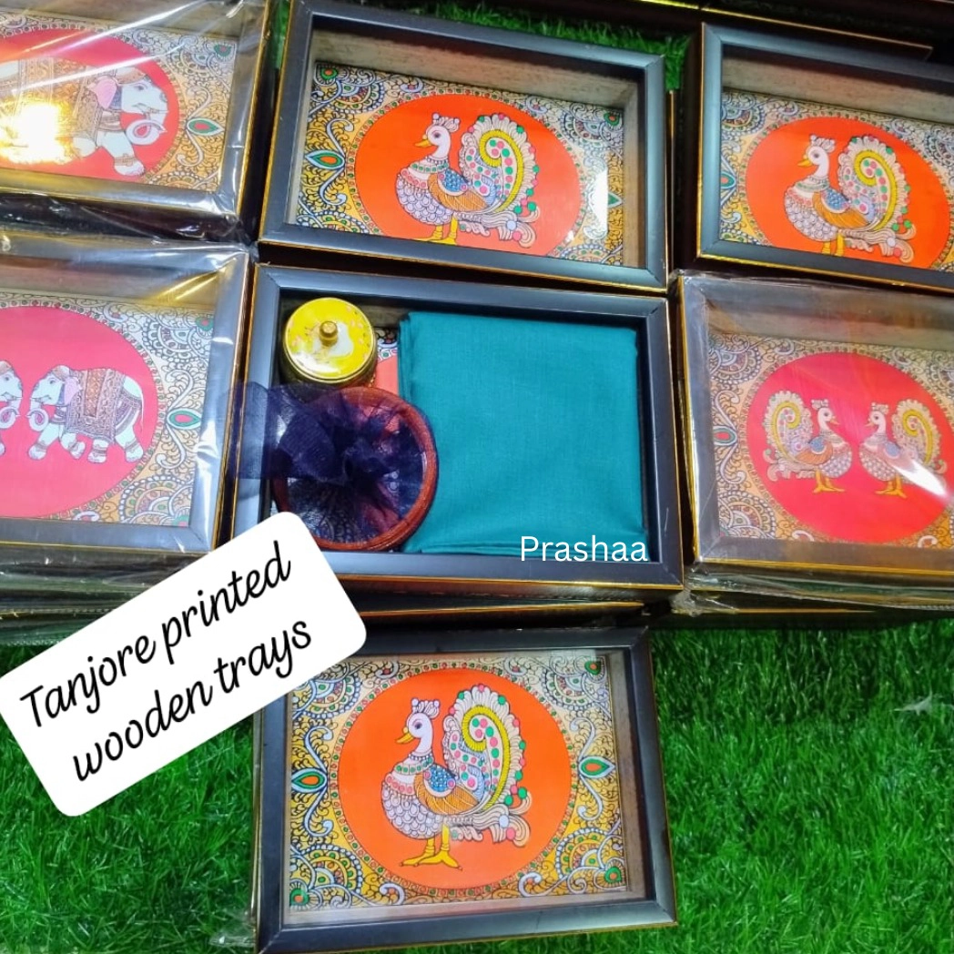 Tanjore Printed Wooden Thamboolam Trays Tanjore Printed Wooden Thamboolam Trays
