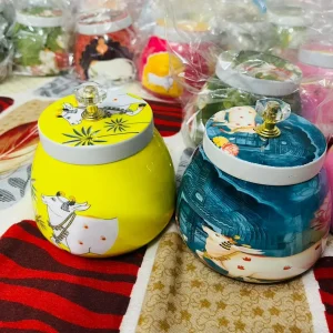 Warm Yellow and Royal Green Pichwai Jar Mixed Prints Warm Yellow and Royal Green Pichwai Jar Mixed Prints