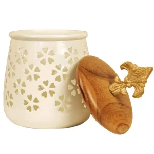 Cream and Wooden Container Cream and Wooden Container