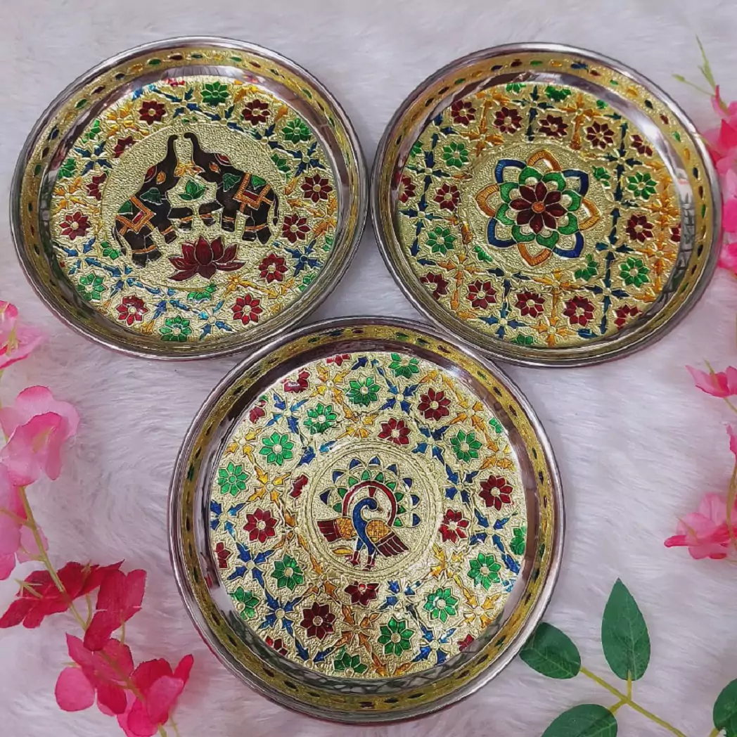 Meenakari 7 Inch Multi Colour Plates Meenakari 7 Inch Multi Colour Plates