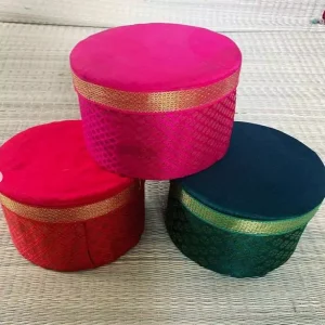 Korai Brocade Round Boxes Korai Brocade Round Boxes