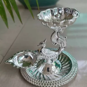 Round Plate Peacock Deepam Round Plate Peacock Deepam