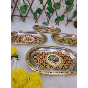 Meenakari Oval Thamboolam Trays for Gifting Meenakari Oval Thamboolam Trays for Gifting